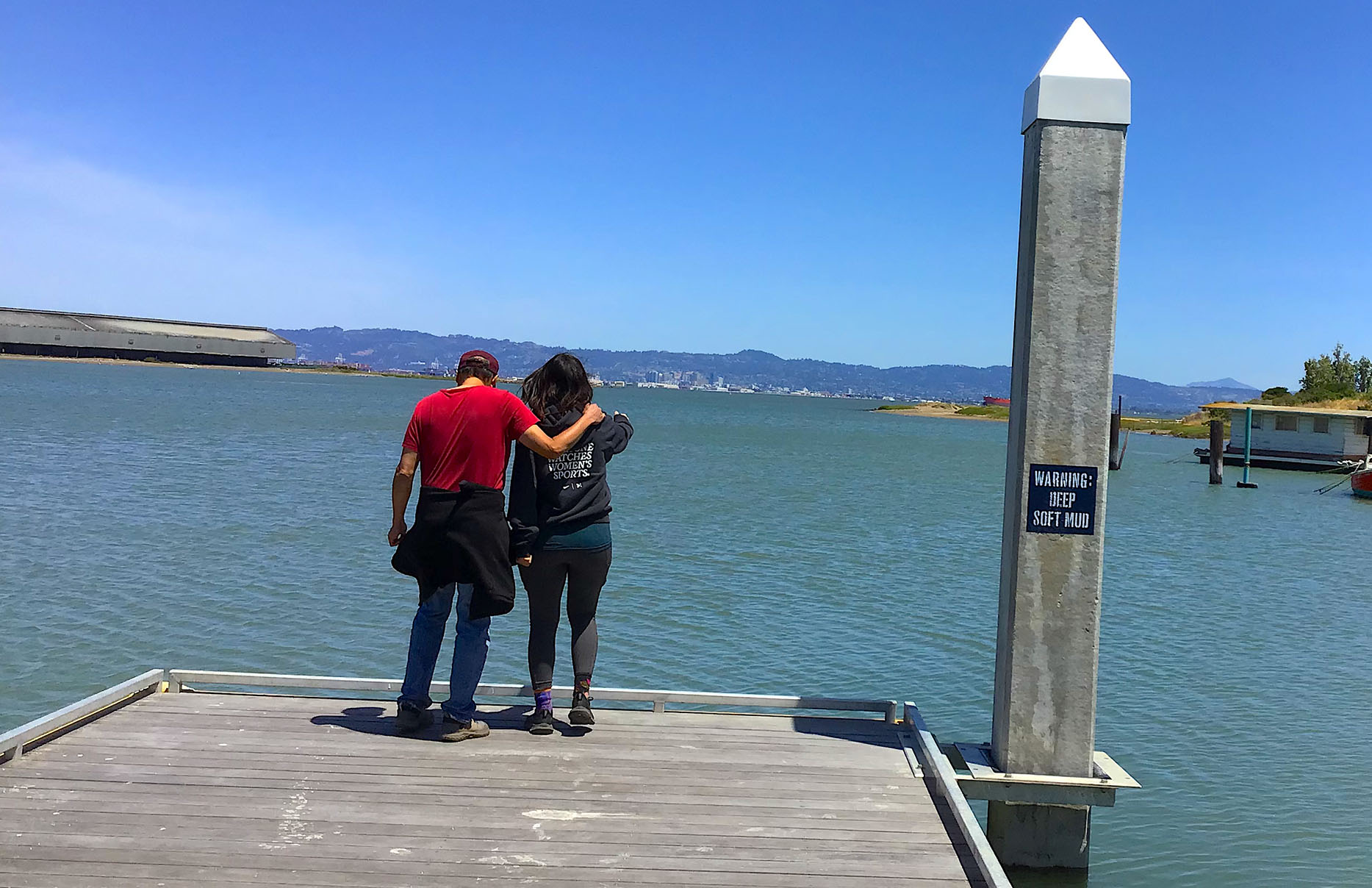 April 2025 The "deep, soft mud" sign at India Basin's new waterfront park reminds us that everything we do to adapt to sea level rise in the next decade could be hard-going. Photo: Ariel R Okamoto