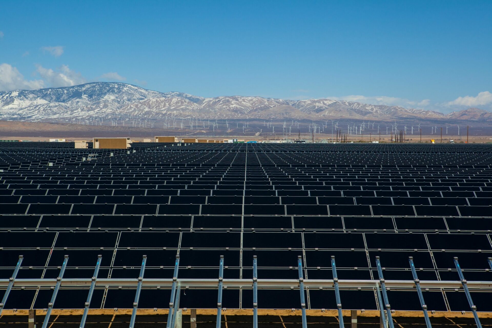 Antelope Valley solar farm in Southern California at the edge of the Mojave Desert.