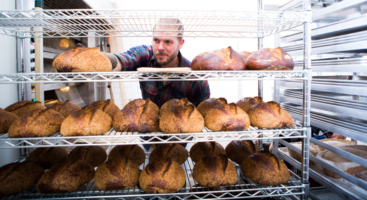 Fresh loaves milled and baked with local wheat at a San Francisco bakery. Photo: Josey Baker.