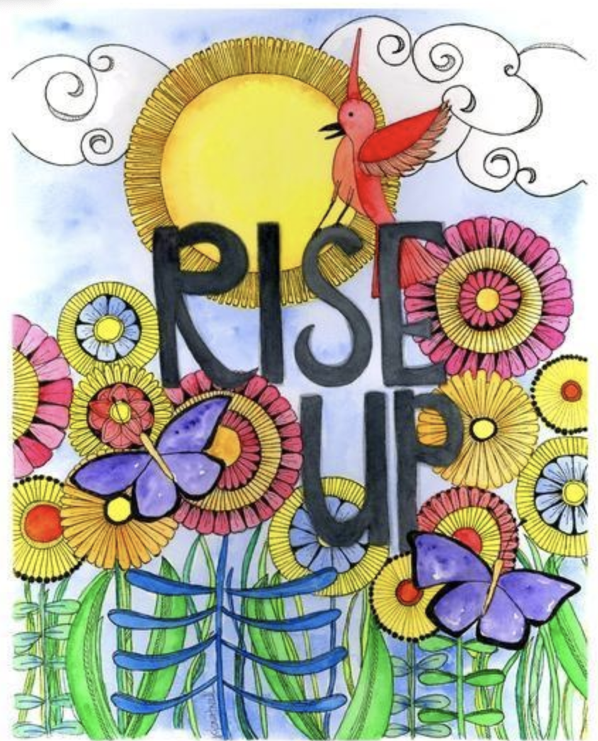 poster of rise up with sun and birds from creative action network
