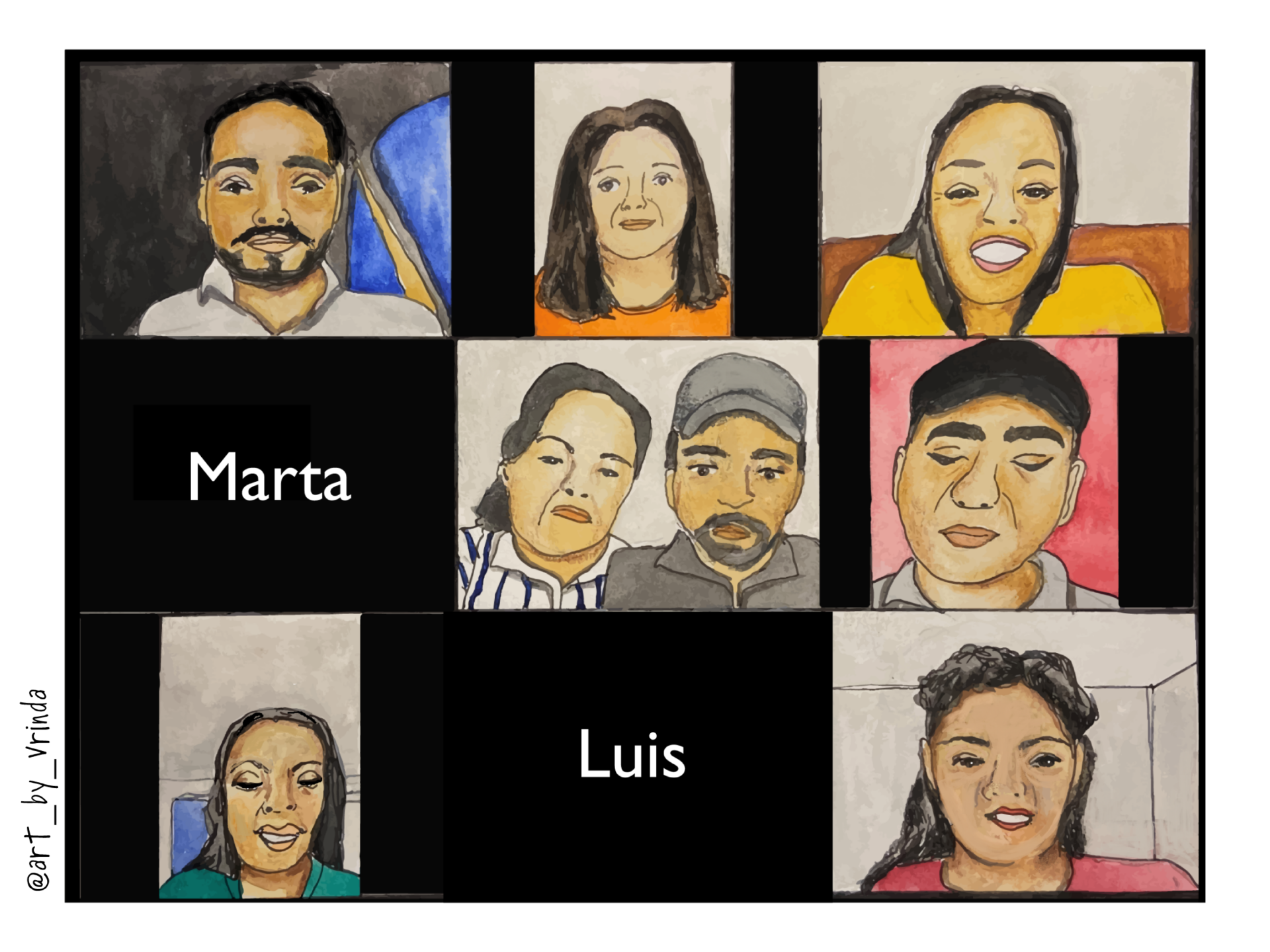 drawing of people in a zoom meeting