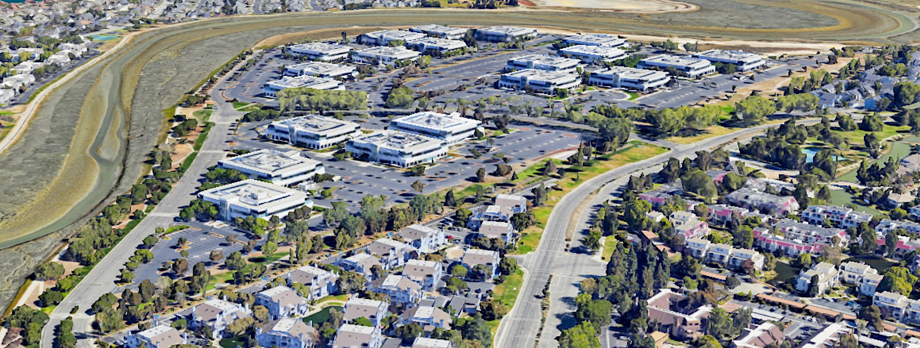 Current campus and Belmont Slough. Current campus and Belmont Slough.