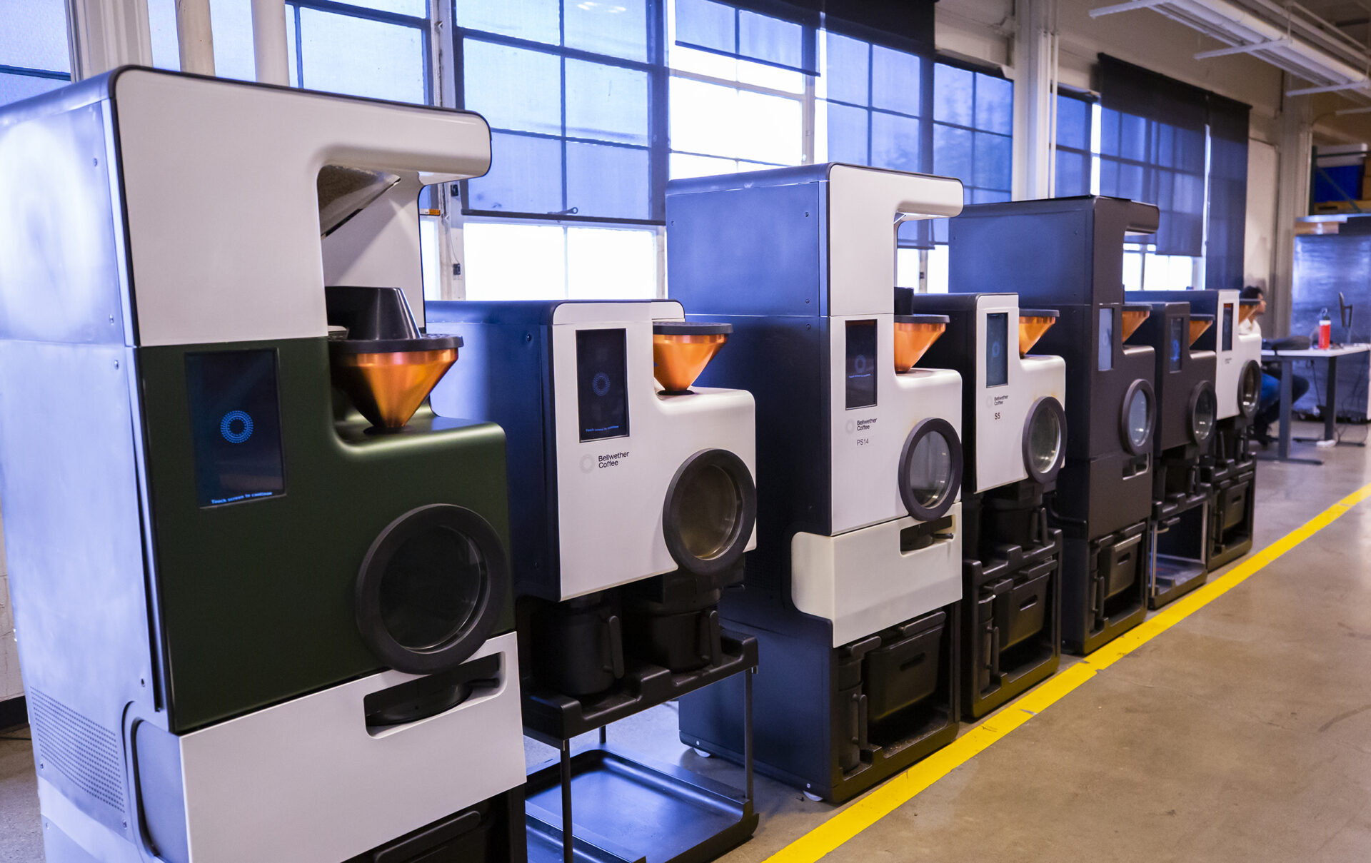 Electric coffee machines in a factory