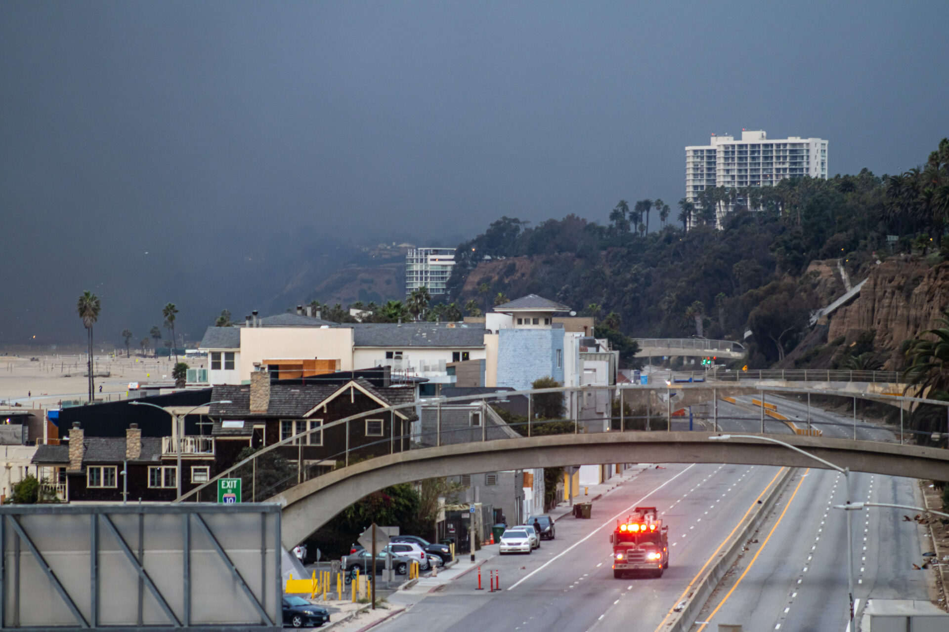 Fire truck on Pacific coast highway during LA fires of 2025. Photo: Ward DeWitt