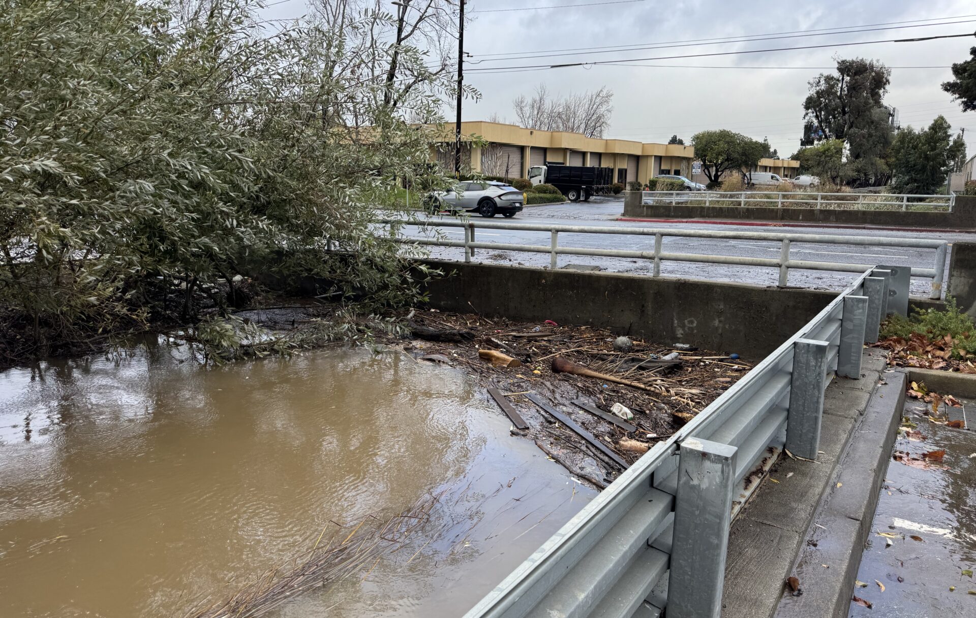 5-13-San Francisquito Creek creek with muddy water and debris