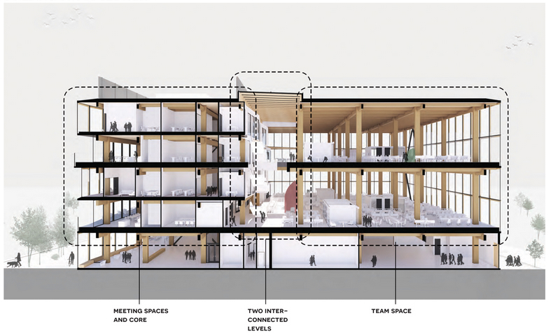 Mass timber building section.