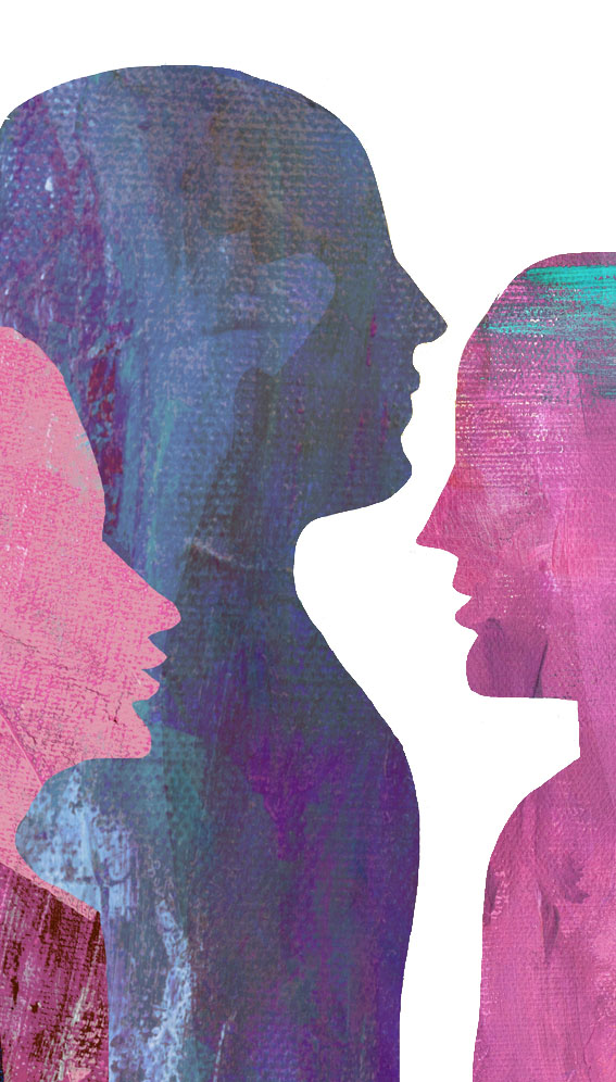 Drawing of diverse people in color.