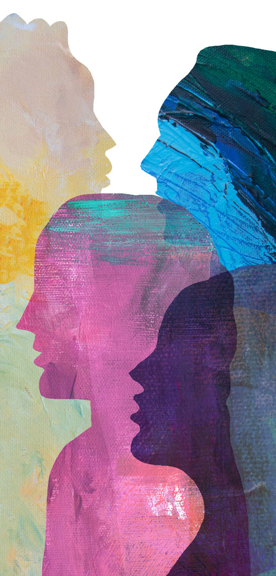 Drawing of diverse people in color.