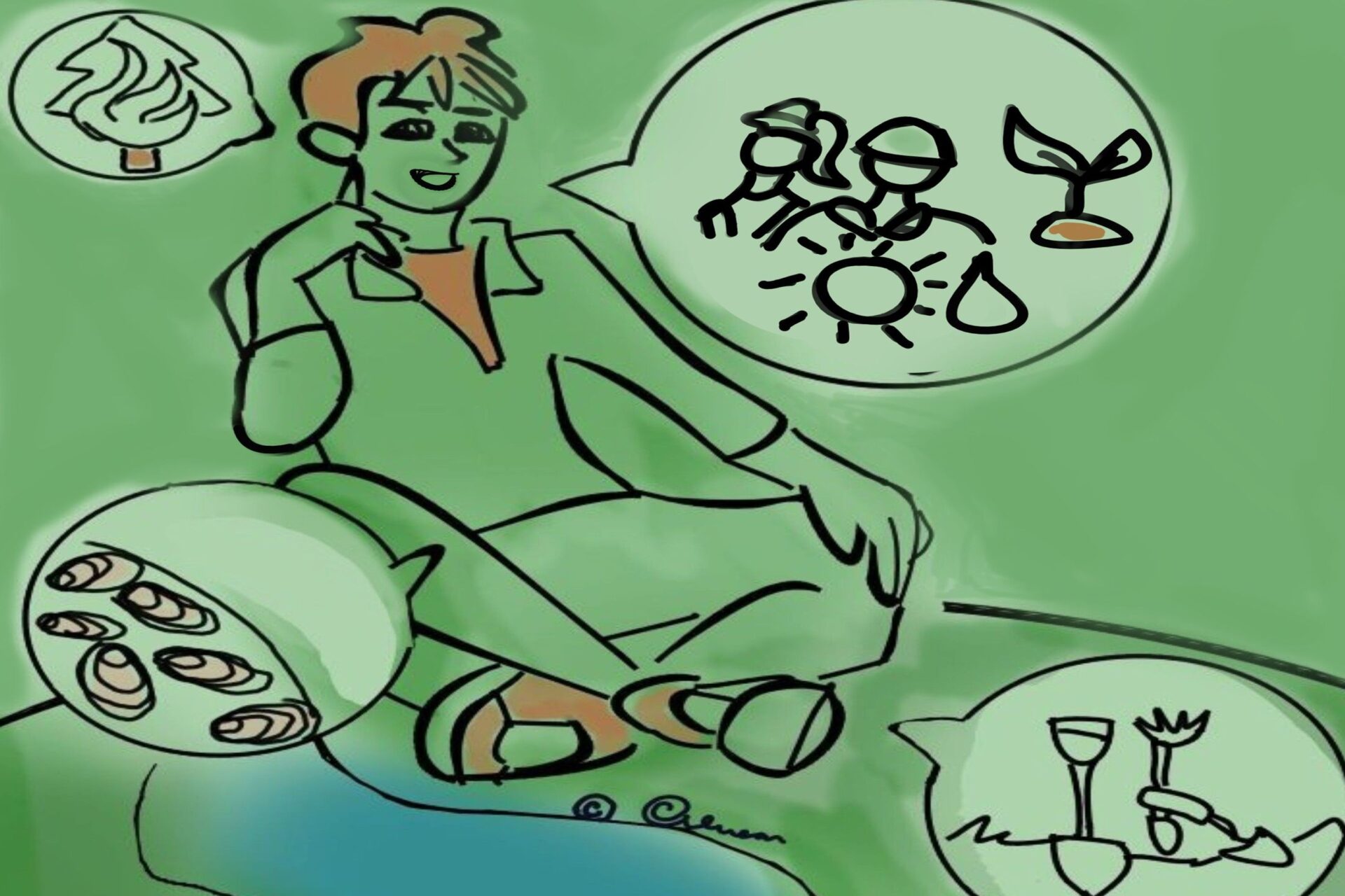 drawing of boy thinking about jobs