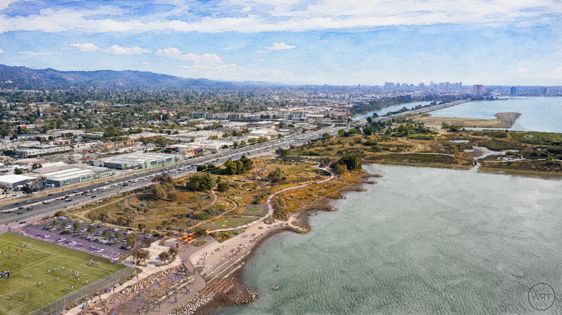 Design vision for North Basin Strip park on Berkeley shore.