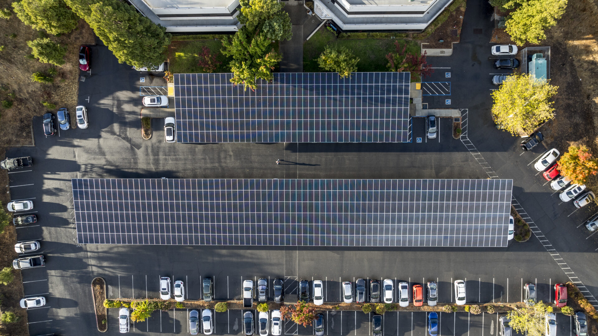 Solar panels and ev charging stations.